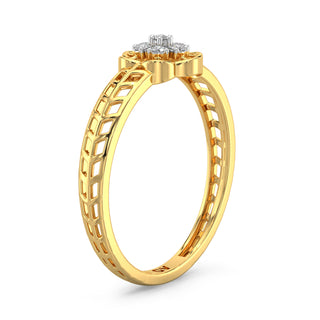 Petite Mesh Diamond Ring-Yellow Gold