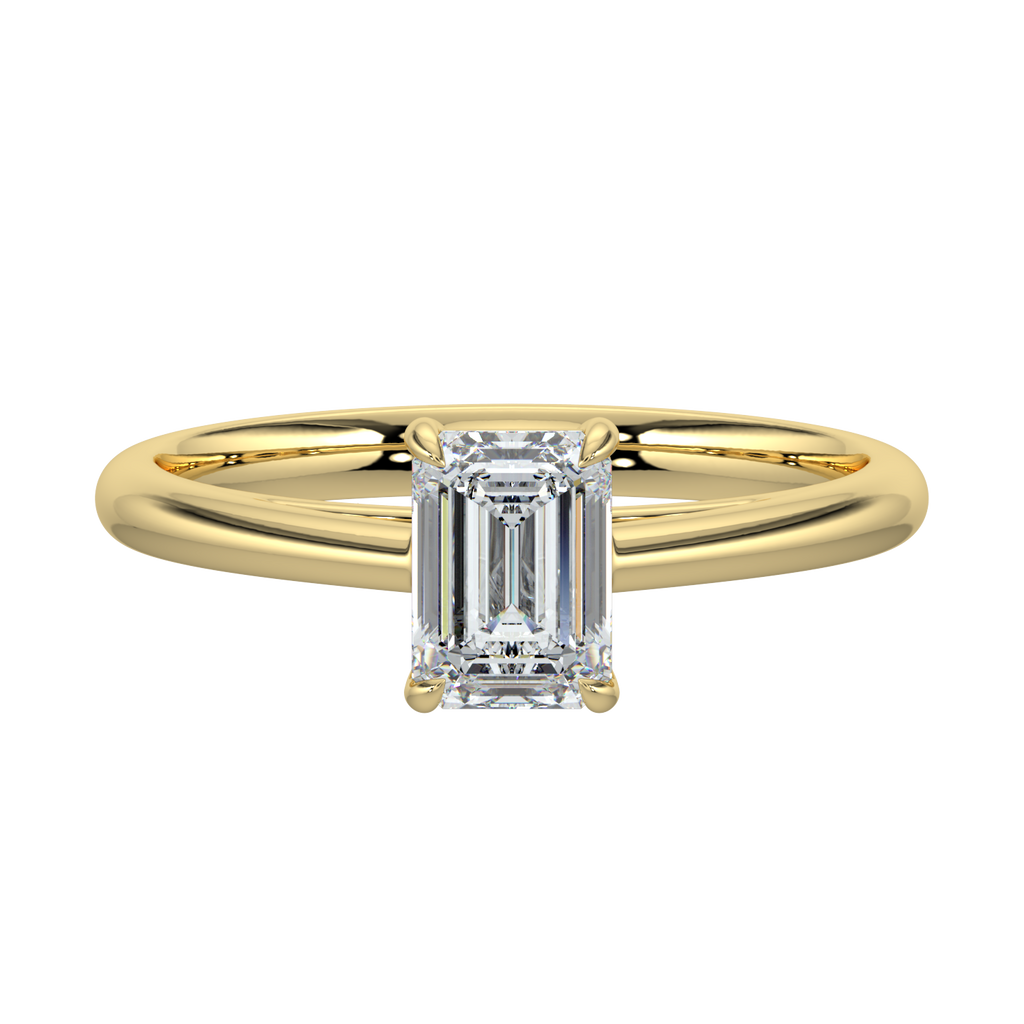 Golden Rutilated Quartz Solitaire Ring - 9x7 Emerald