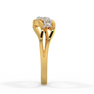 Wave Diamonds Ring-Yellow Gold