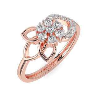 Flower Leaf Diamond Ring-Rose Gold