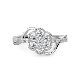 Regal Flower Ring-White Gold