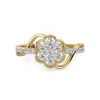 Regal Flower Ring-Yellow Gold