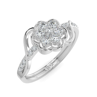 Regal Flower Ring-White Gold
