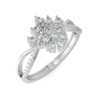 Flower Flame Ring-White Gold