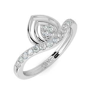 Flame Diamond Ring-White Gold