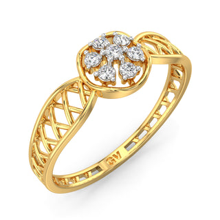 Subtle Mesh Diamond Ring-Yellow Gold