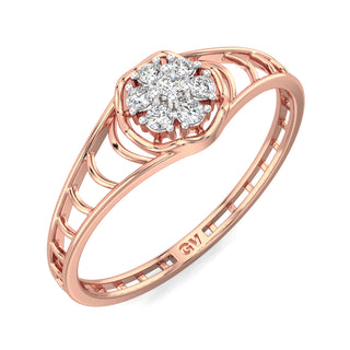 Glistening Halo Mesh Diamond Ring-Rose Gold