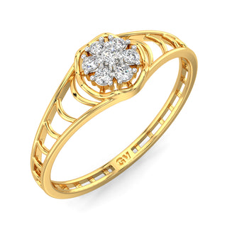 Glistening Halo Mesh Diamond Ring-Yellow Gold
