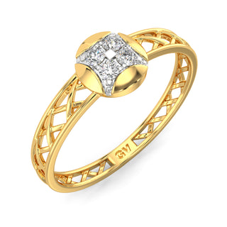 Soft Gleam Mesh Diamond Ring-Yellow Gold