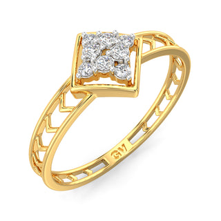 Chic Cubes Mesh Diamond Ring-Yellow Gold