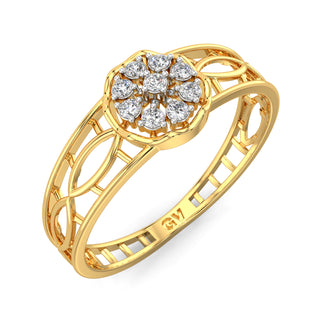 Sleek Squares Mesh Diamond Ring-Yellow Gold