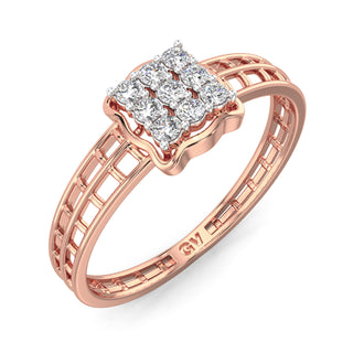 Sleek Squares Mesh Diamond Ring-Rose Gold