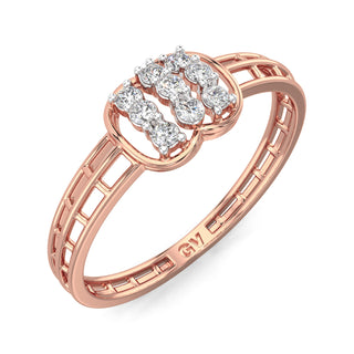 Twin Mesh Diamond Ring-Rose Gold