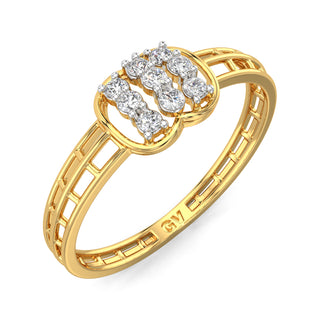 Twin Mesh Diamond Ring-Yellow Gold