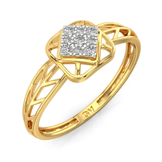 Rhombus Mesh Diamond Ring-Yellow Gold