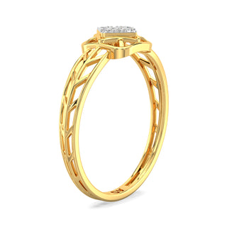 Rhombus Mesh Diamond Ring-Yellow Gold