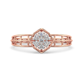 Gilded Mesh Diamond Ring-Rose Gold