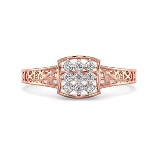 Stellar Net Mesh Diamond Ring-Rose Gold