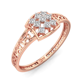 Stellar Net Mesh Diamond Ring-Rose Gold