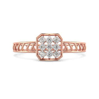 Grid Mesh Diamond Ring-Rose Gold