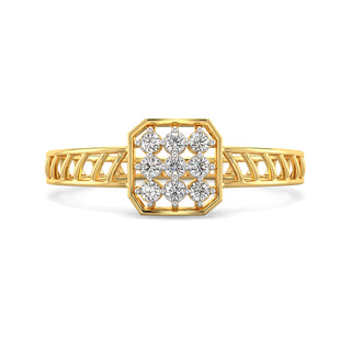Grid Mesh Diamond Ring-Yellow Gold