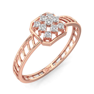 Grid Mesh Diamond Ring-Rose Gold