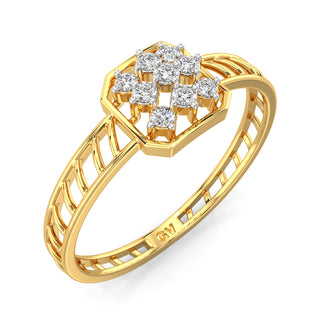 Grid Mesh Diamond Ring-Yellow Gold