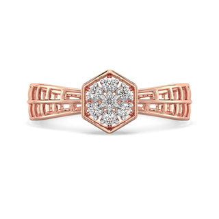 Hexagon Mesh Diamond Ring-Rose Gold
