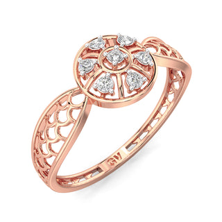 Bloom Mesh Diamond Ring-Rose Gold