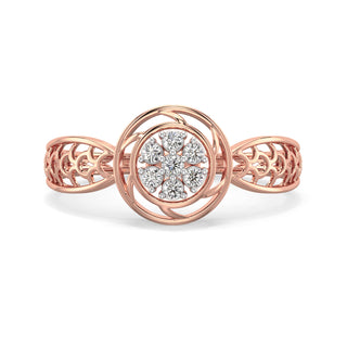 Aurora Halo Mesh Diamond Ring-Rose Gold