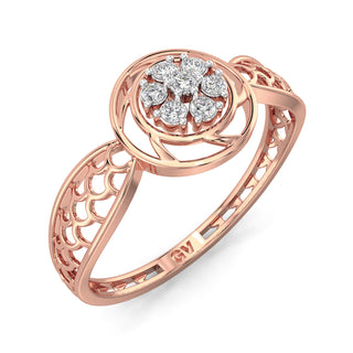 Aurora Halo Mesh Diamond Ring-Rose Gold