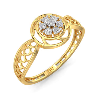 Aurora Halo Mesh Diamond Ring-Yellow Gold