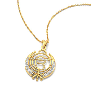 Ek Onkar Diamond Pendant-Yellow Gold