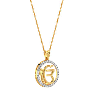 Onkar Diamond Pendant-Yellow Gold