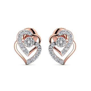 Heart Diamond Earrings-Rose Gold