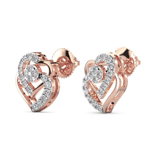 Heart Diamond Earrings-Rose Gold
