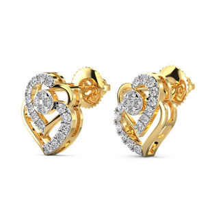 Heart Diamond Earrings-Yellow Gold