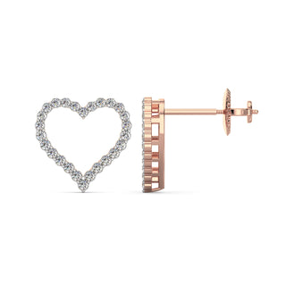 Diamond Heart Earrings-Rose Gold