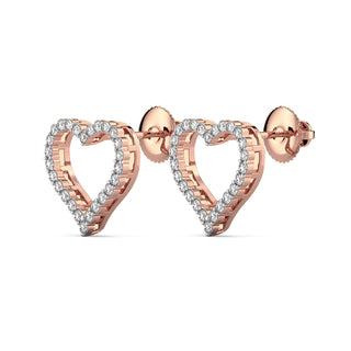 Diamond Heart Earrings-Rose Gold