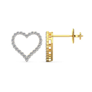 Diamond Heart Earrings-Yellow Gold