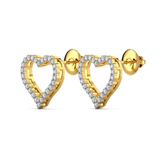 Diamond Heart Earrings-Yellow Gold