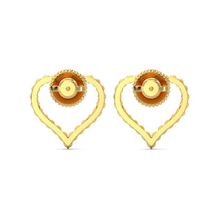 Diamond Heart Earrings-Yellow Gold