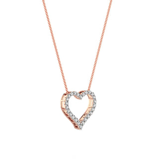 Diamond Heart Chain Necklace-Rose Gold