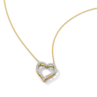 Diamond Heart Chain Necklace-Yellow Gold
