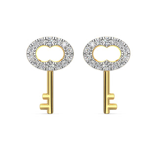 Key Diamond Earrings-Yellow Gold