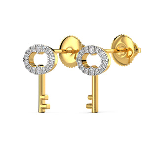Key Diamond Earrings-Yellow Gold