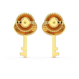 Key Diamond Earrings-Yellow Gold