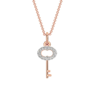 Key Diamond Chain Necklace-Rose Gold