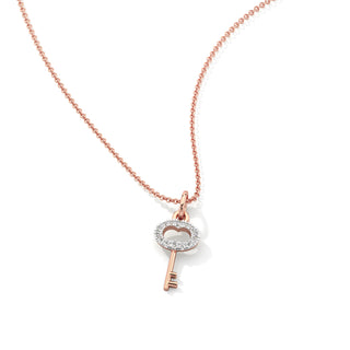 Key Diamond Chain Necklace-Rose Gold