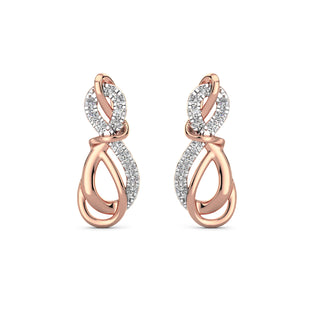 Twin Infinity Diamond Earrings-Rose Gold
